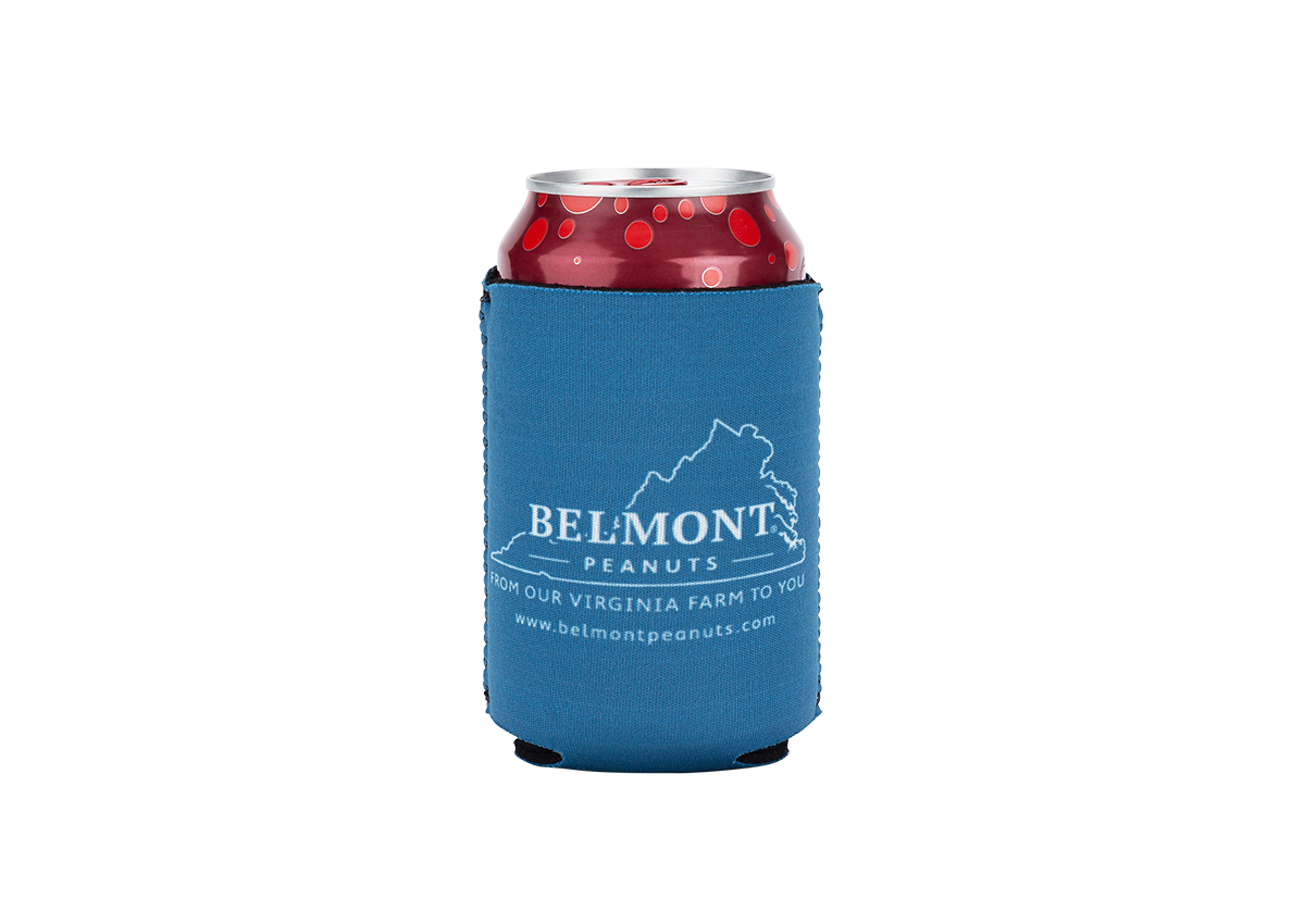 Belmont Peanuts: belmont-neoprene-koozie-blue-red Virginia Peanuts