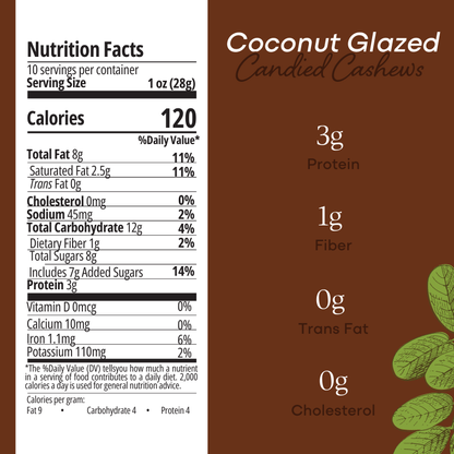 Coconut Glazed Candied Cashews