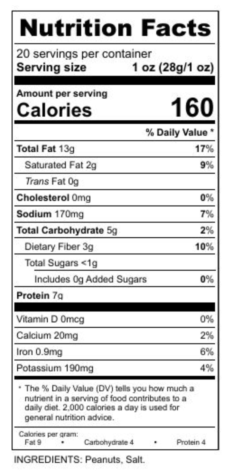 Nutrition facts image
