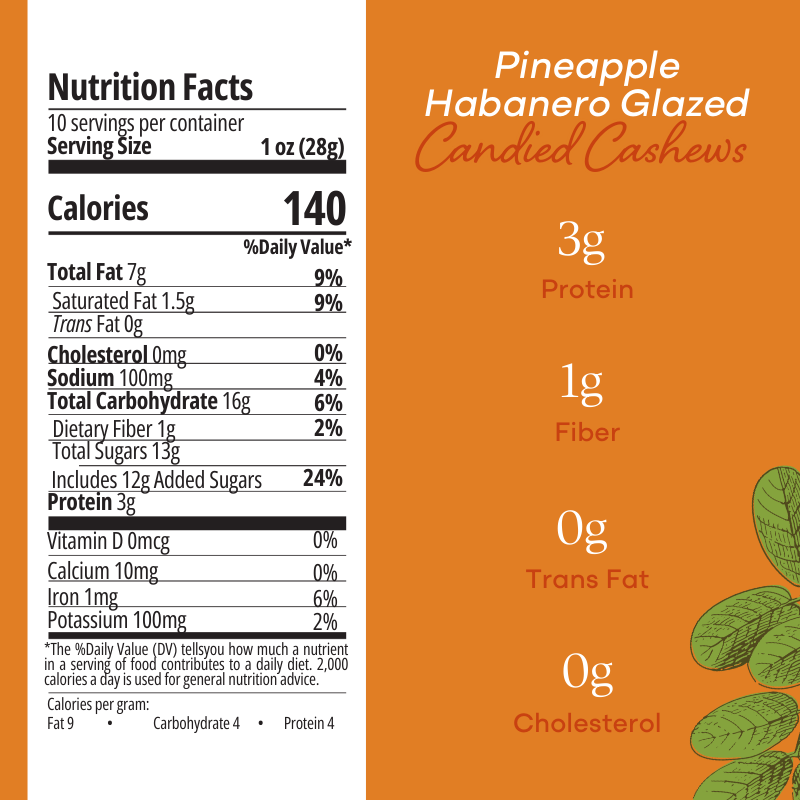 Pineapple Habanero Glazed Candied Cashews